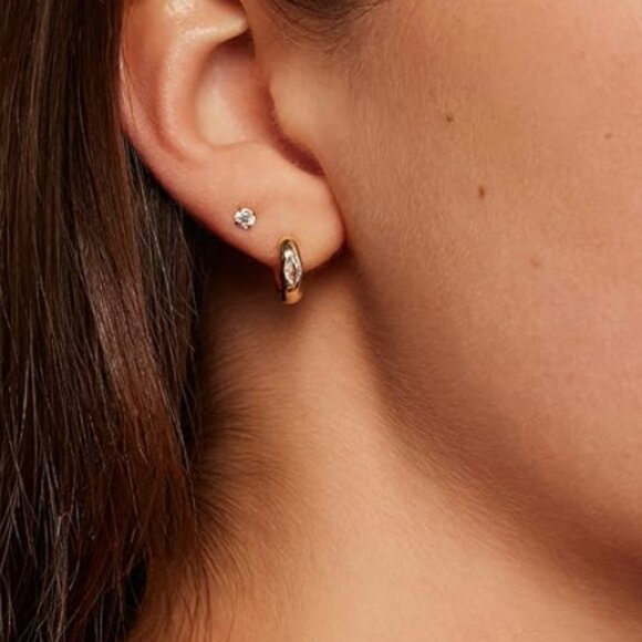 14K Gold White Gold Posts Chunky - Picture 6 of 7